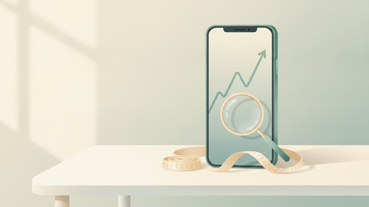 Smartphone and loupe on stone surface representing hair loss tracker apps