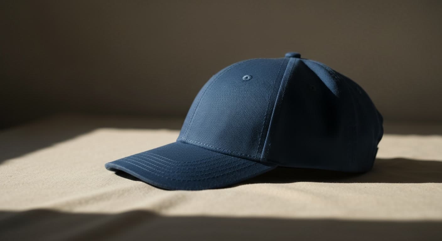 A baseball cap on a neutral surface representing the hat and hair loss myth