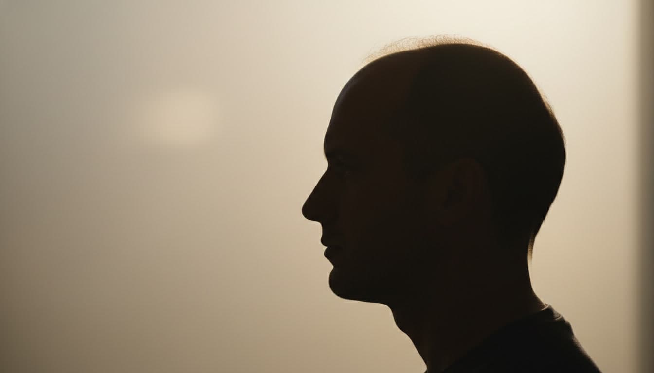Side-profile silhouette representing Norwood stage 4 hair loss pattern