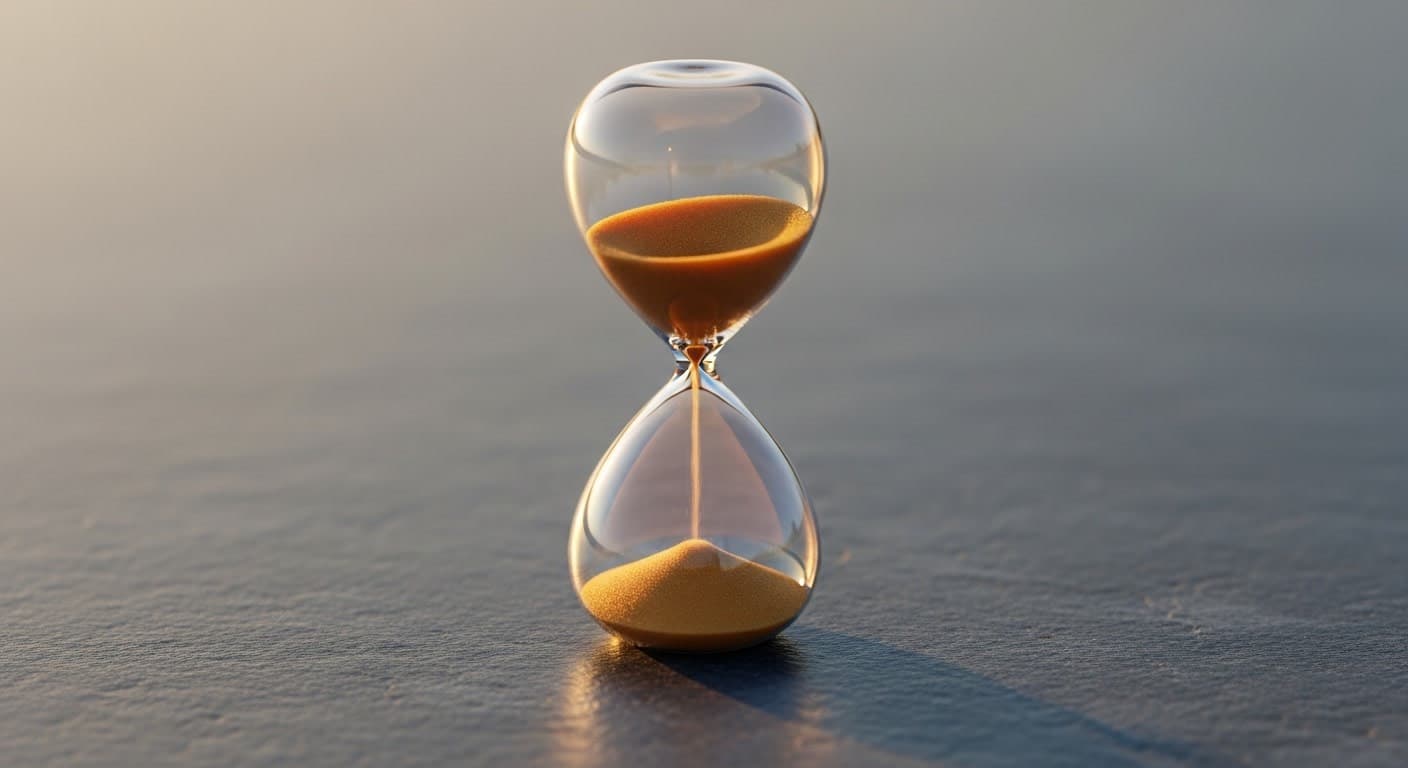 Hourglass representing age-related hair thinning over time