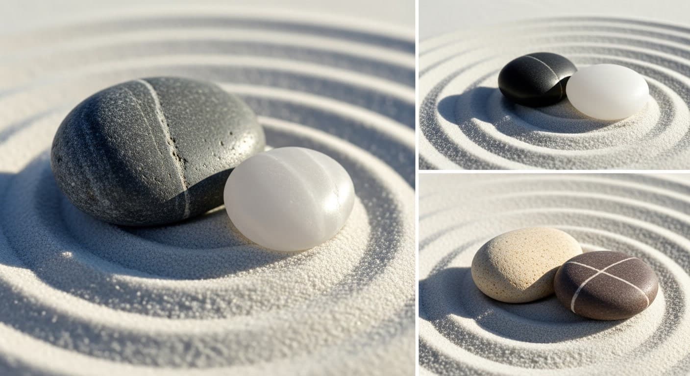 Contrasting stones representing the difference between alopecia areata and androgenetic alopecia