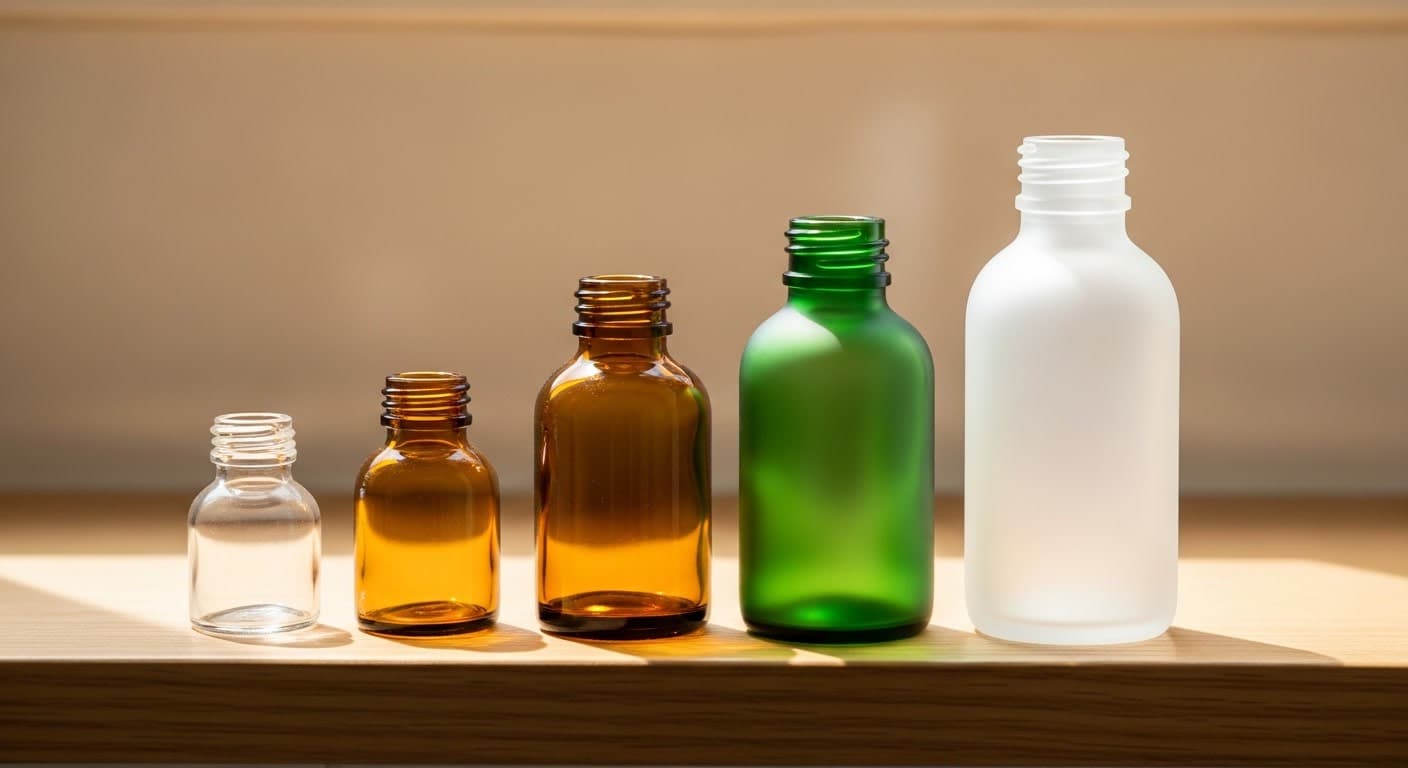 Four glass bottles representing a multi-treatment hair loss stack