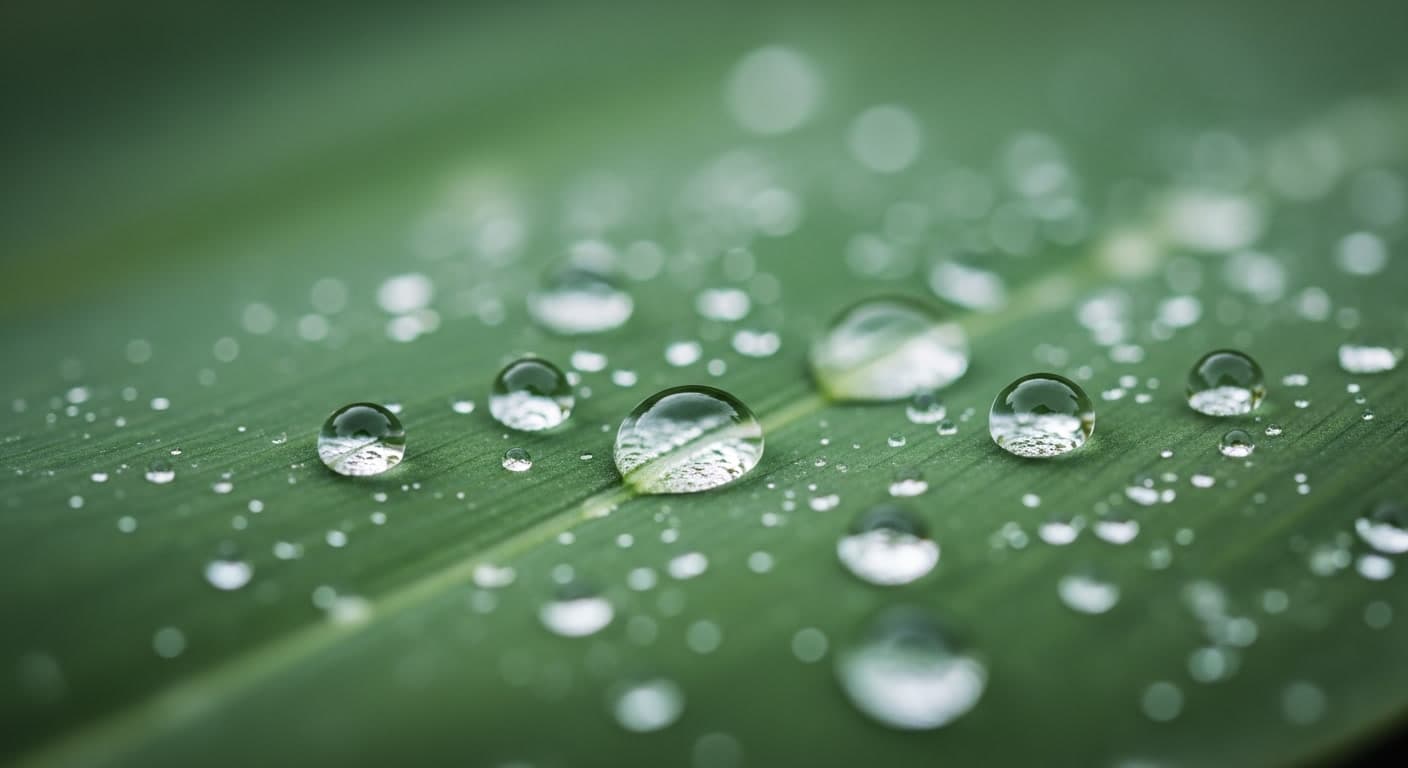 Macro water droplets representing the scalp microbiome ecosystem